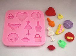 Longzang Lady Art Deco Silicone Mold Sugar Craft DIY Gumpaste Cake Decorating Clay Pink