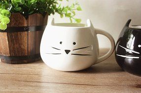 Moyishi Lovely Cute Little White Cat Coffee Milk Ceramic Mug Cup Christmas Birthday Best Gift N4