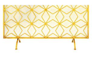 Fire Protector Fireplace Screen Metal Gold Finish Christmas Decorating Gift N5