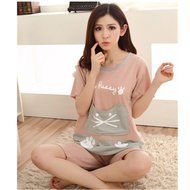 KAKA(TM) Womens Girls' Warm Lovely Winter Home Soft Cartoon Flannel Pajamas Sets Pink Flower XL N13