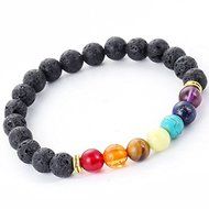 8mm 7 Chakra Healing Balance Bracelet Lava Gemstone Yoga Reiki Prayer Stones