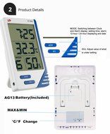 Citywalk360 Indoor/ Outdoor Home Office LCD Digital Thermometer Hygrometer Hydroponics Grow Tent/Room Humidity... N5