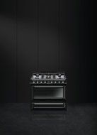 Smeg TRU36GGBL 36" Victoria Series Gas Freestanding Range with 5 Burners, in Glossy Black