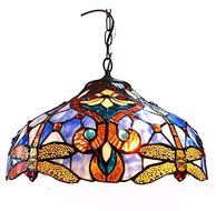 Chloe Lighting CH1B717BD17-DH2 Julia Tiffany-Style Dragonfly 2-Light Ceiling Pendant Fixture with 17 Shade by...