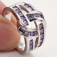 Women Fashion 925 Silver Amethyst Ring Wedding Engagement Jewelry Size 6-10 (8) N3