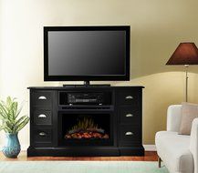Dimplex DFP25-1347B Gibbons 58-Inch Wide by 32.3-Inch Tall Media Console with Electric Fireplace, Black