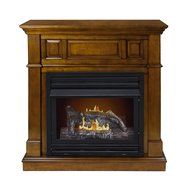 Pleasant Hearth Convertible Vent-Free Dual Fuel Fireplace in Rich Heritage, 42-Inch N4