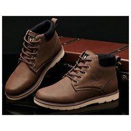 Yaheeda Men's High Top Casual PU Leather Lace-Up Work Shoes Martin boots N9