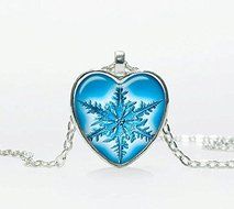 Snowflake necklace Snowflake pendant Snowflake jewelry vintage style Heart shape Christmas gift