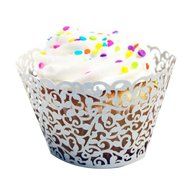 DDLBiz Little Vine Lace Laser Cut Cupcake Wrapper Liner Baking Cup Muffin(Packing of 24 pcs) (Black) N2