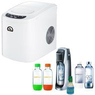 Igloo Compact Ice Maker (ICE102C-White) with Exclusive SodaStream Fountain Jet Soda Maker in Black with w/ 4 Bottles...