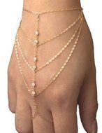 Celebrity Multi Chain Tassel Bracelet Bangle Slave Finger Ring Hand Harness Gold