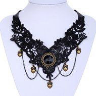 Black Lace Choker Victorian Gothic Collar Necklace Pendant Jewelry N4