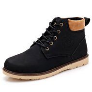 Yaheeda Men's High Top Casual PU Leather Lace-Up Work Shoes Martin boots N13