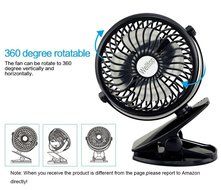 Welltop 5-inch Portable Clip Fan Rotatable Clamp Fans USB or Battery Powered Table Fan Rechargeable Desktop Fan... N6