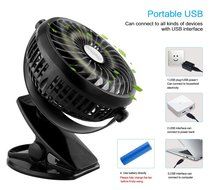 Welltop 5-inch Portable Clip Fan Rotatable Clamp Fans USB or Battery Powered Table Fan Rechargeable Desktop Fan... N7