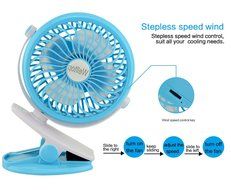Welltop 5-inch Portable Clip Fan Rotatable Clamp Fans USB or Battery Powered Table Fan Rechargeable Desktop Fan... N10