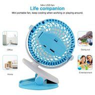Welltop 5-inch Portable Clip Fan Rotatable Clamp Fans USB or Battery Powered Table Fan Rechargeable Desktop Fan... N11