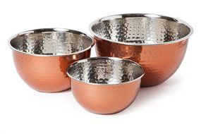 McSunley 749 Stainless Steel Prep N Cook 3Piece Bowl Set, , Hammered Copper