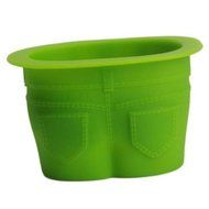 Yingwei Green Muffin Top Cupcake Molds Reusable Silicone Baking Cups Novelty Jean Shaped Silicone Bake Cups for...