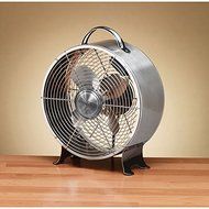 25 Watt Two-Speed Portable Staineless Steel Retro Metal Fan, Silver
