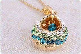 Elegant Teardrop Crystal Rhinestone Pendant Hollow Necklace Fashion Jewellery N6