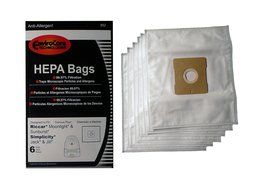 6 Simplicity Jack Jill Riccar Z SLZ-6 Moonlight Hepa Bags, Canister, Sunburst Vacuum Cleaners, SCC-6 SLZ-6, RZH...