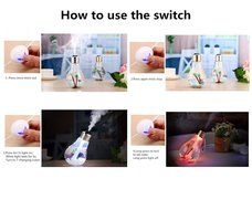 EverKing 400ml Bulb Shape Colorful LED Night Lights USB Mini Desktop Aroma Humidifier Air Purifier Atomizer for... N3