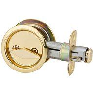 Kwikset 335 3X32 RND PCKT DR LCK 335-332 Pocket Door Lock Polished Brass x Bright Stainless Ste by Kwikset