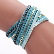 AutumnFall Women Bohemian Bracelet Woven Braided Handmade Wrap Cuff Magnetic Clasp (Gray) N17