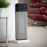 VonHaus 1500W Oscillating Ceramic Tower Fan Heater with Remote Control, Digital Screen &amp; Timer &ndash; Modern, Portable... N3