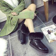 Spritech(TM) Fashion Women's Warm Flat Fur Button Elegant Tassel Winter Snow Boots N15