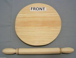 ROUND Wooden Dough Rolling Pin &amp; Pastry Board Madera Tortilla Pizza Flat Bread Solid Pine Wood-Board 9" and Pin...