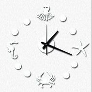 MuLuo DIY Mediterranean Starfish Hippocampus Wall Clock 3D Wall Stickers Watches Home Decor red N2
