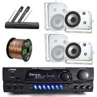 Pyle PT265BT Bluetooth 200 Watt Digital Karakoe Receiver Amplifier Bundle Combo With 4x 6.5'' Inch 2-Way Wall... N2
