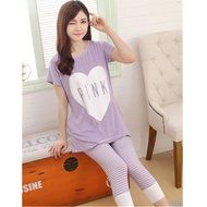 KAKA(TM) Womens Girls' Warm Lovely Winter Home Soft Cartoon Flannel Pajamas Sets Pink Flower XL N14