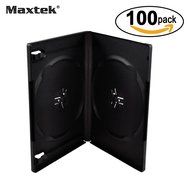 Maxtek 14mm Black Standard Double Capacity DVD Case and Outter Clear Sleeve, 100 pieces pack