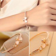 Fashion Charm Women Flower Crystal Gold Plated Cuff Bracelet Bangle Jewelry Gift