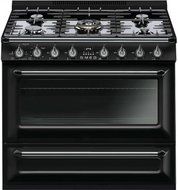 Smeg TRU36GGBL 36" Victoria Series Gas Freestanding Range with 5 Burners, in Glossy Black N2