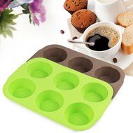 Yilove 6 Cup Silicone Muffin Pan,Set of 2 (Coffee brown and Lemon green)