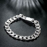 Yaheeda 10mm Wide Curb Chain Bracelet for Men Women Stainless Steel High Polished N3