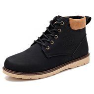 Yaheeda Men's High Top Casual PU Leather Lace-Up Work Shoes Martin boots N15