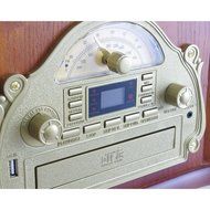 Pyle Bluetooth Turntable Record Player , Built-in CD &amp; Cassette Players, AM/FM Radio, Vinyl-to-MP3 Recording Brown... N5