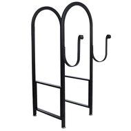 Black Powder Coated Metal Arch Design Indoor or Outdoor Firewood Log Rack w/ Kindling Holder - MyGift N2