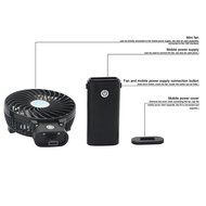 3 Speeds Portable Mini USB Rechargeable Desktop Fan wih 4000mAh Power Bank for Phone (Black) N8