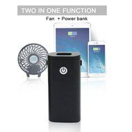 3 Speeds Portable Mini USB Rechargeable Desktop Fan wih 4000mAh Power Bank for Phone (Black) N9