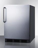 Summit Appliances FF7BBISSTB 24 Inch Wide Towel Bar Handle All-Refrigerator With Auto Defrost - Black And Stainless