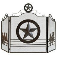 Gifts &amp; Decor Rustic Weathered Texas Lone Star Metal Fireplace Screen