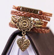 NEW Infinity Love Heart Friendshiping Leather Cute Charm Bracelet Bronze DIY N3