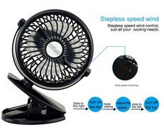 Welltop 5-inch Portable Clip Fan Rotatable Clamp Fans USB or Battery Powered Table Fan Rechargeable Desktop Fan... N18